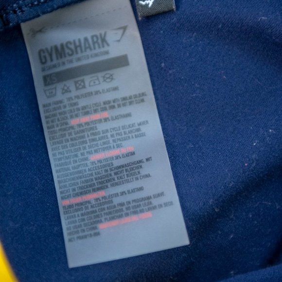 Gymshark | ASYMMETRICAL LEGGINGS High Waisted | Navy Blue Yellow | Sz. Small - Picture 8 of 8